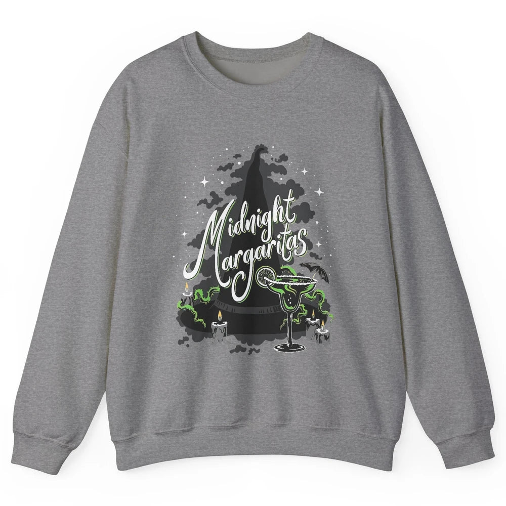 Midnight Margaritas Witch Hat Wine Halloween Spooky Party Unisex Crewneck Sweatshirt