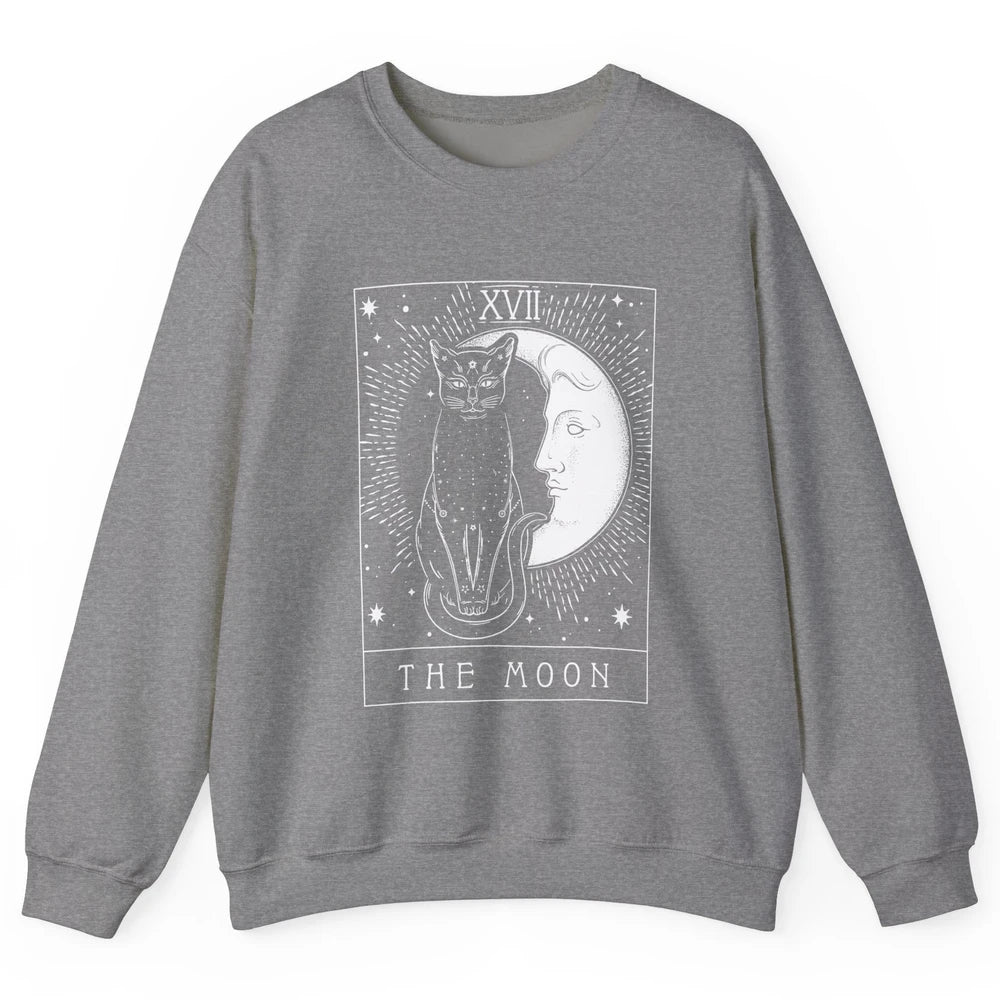 Retro Halloween Gothic Cat The Moon Tarot Card Witchcraft Unisex Crewneck Sweatshirt