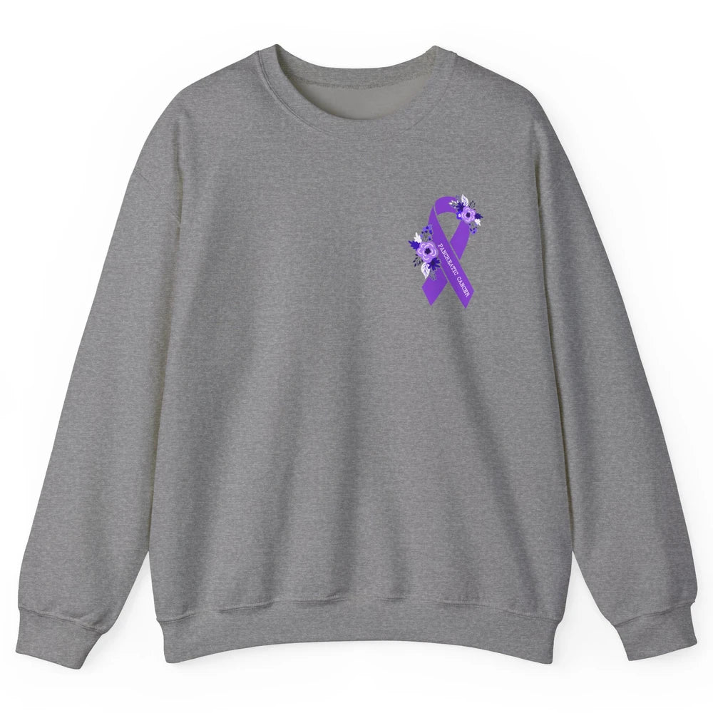 Pancreatic Cancer Awareness Floral Purple Ribbon Rainbow Unisex Crewneck Sweatshirt