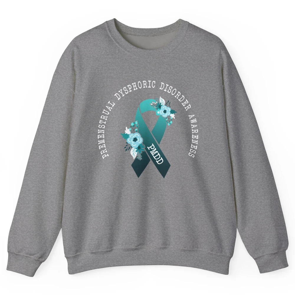 Premenstrual Dysphoric Disorder PMDD Awareness Ribbon Unisex Crewneck Sweatshirt