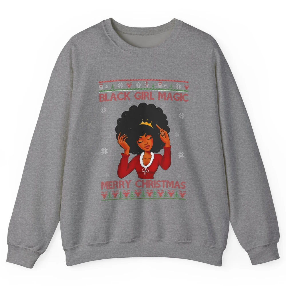 Ugly African Girl American Melanin Christmas Santa Hat Afro Unisex Crewneck Sweatshirt
