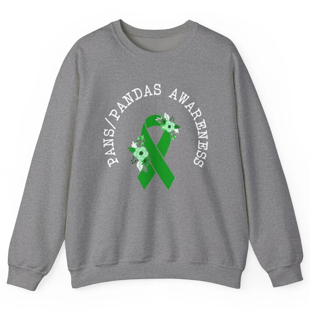PANS/PANDAS Awareness Floral Green Ribbon Pans Disease Unisex Crewneck Sweatshirt
