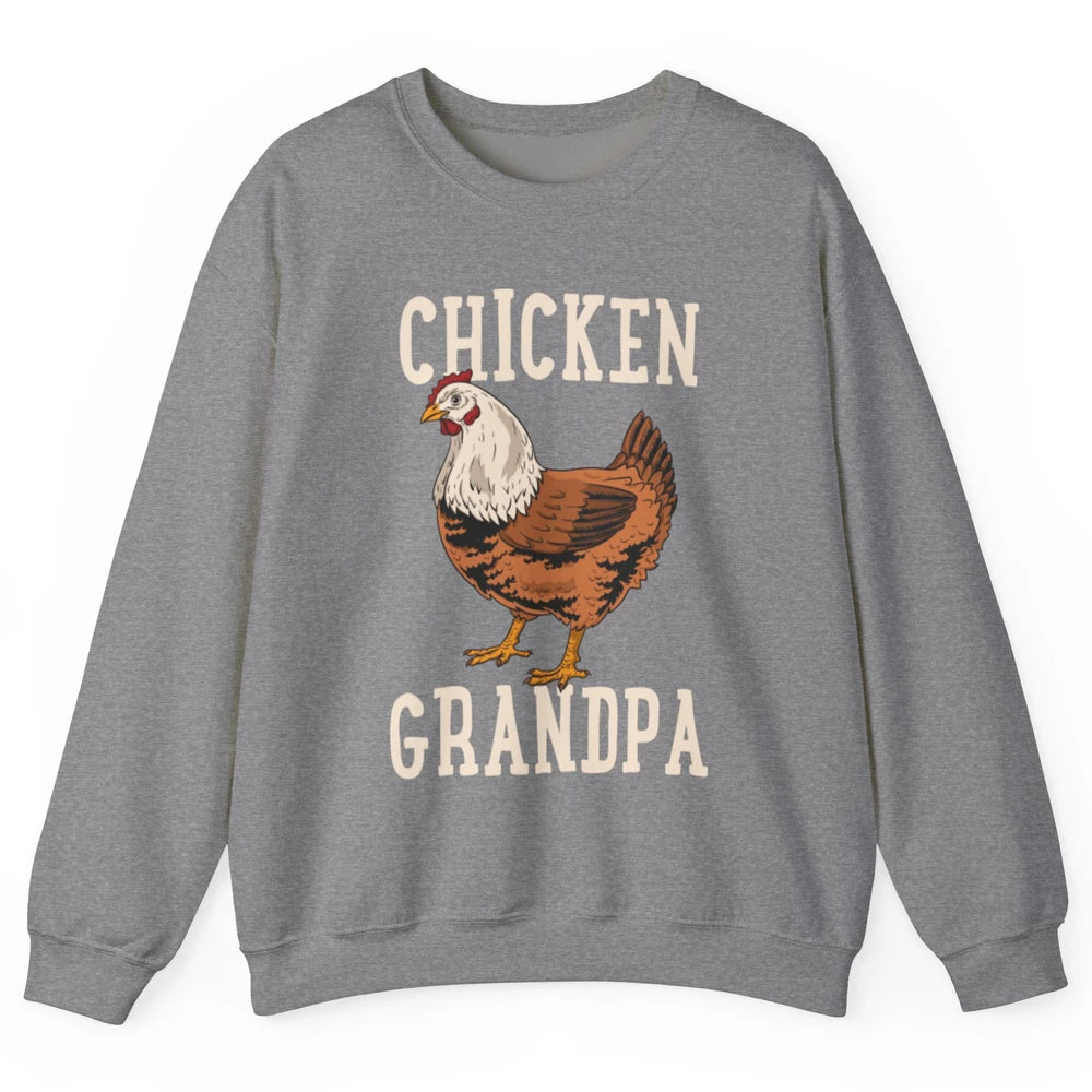 Retro Chicken Grandpa Funny Grandfather Vintage Farm Animal Unisex Crewneck Sweatshirt
