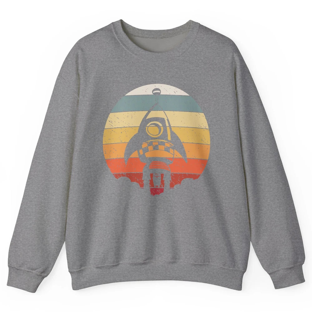 Retro Astronaut Spaceship Spacecraft Spaceman Rocket Launch Unisex Crewneck Sweatshirt
