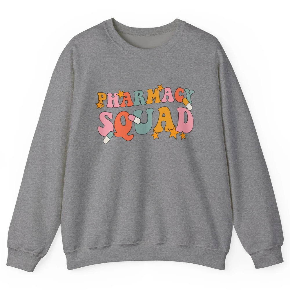 Pharmacy Squad Pharmacist Groovy Halloween Spooky Season Unisex Crewneck Sweatshirt