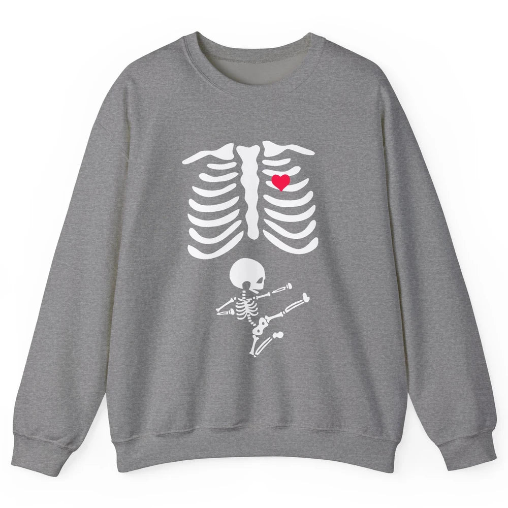 Pregnant Halloween Skeleton Naughty Baby Boy Pumpkin Costume Unisex Crewneck Sweatshirt