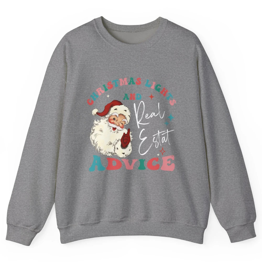 Merry Christmas Xmas Lights Santa Realtor Real Estate Advice Unisex Crewneck Sweatshirt