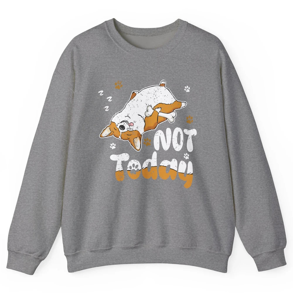 Retro Lazy Corgi Not Today World Lazy Day Corgi Dog Lovers Unisex Crewneck Sweatshirt