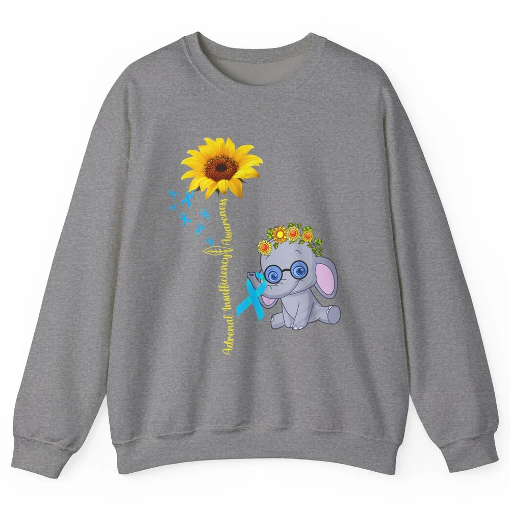 Adrenal Insufficiency Awareness Baby Elephant Sunflower Unisex Crewneck Sweatshirt