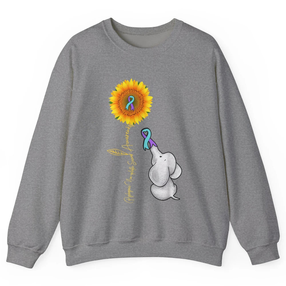 PNES Awareness Purple Teal Ribbon Sunflower Baby Elephant Unisex Crewneck Sweatshirt