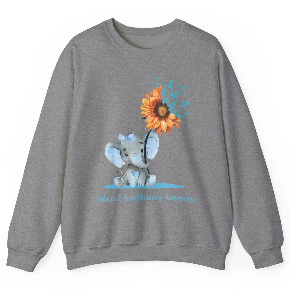 Adrenal Insufficiency Awareness Baby Elephant Sunflower Unisex Crewneck Sweatshirt