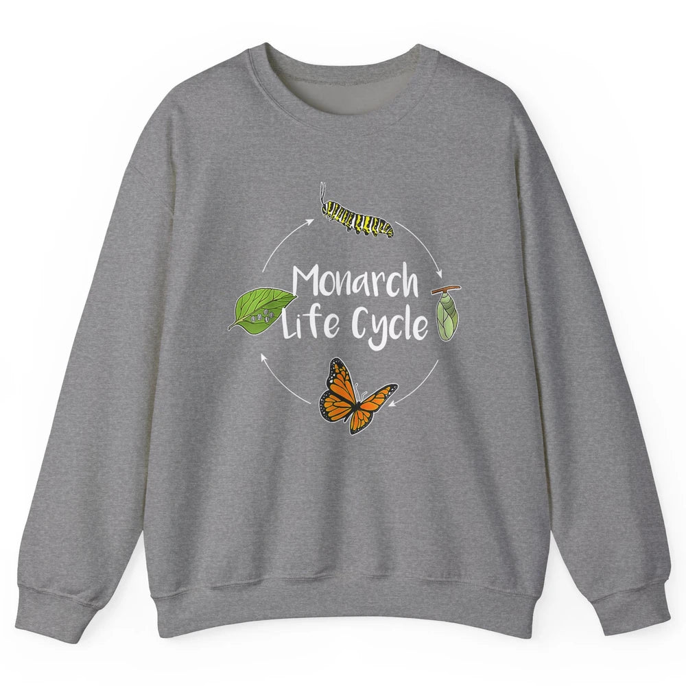 Monarch Life Cycle Cute Butterfly Caterpillar Humor Animal Unisex Crewneck Sweatshirt