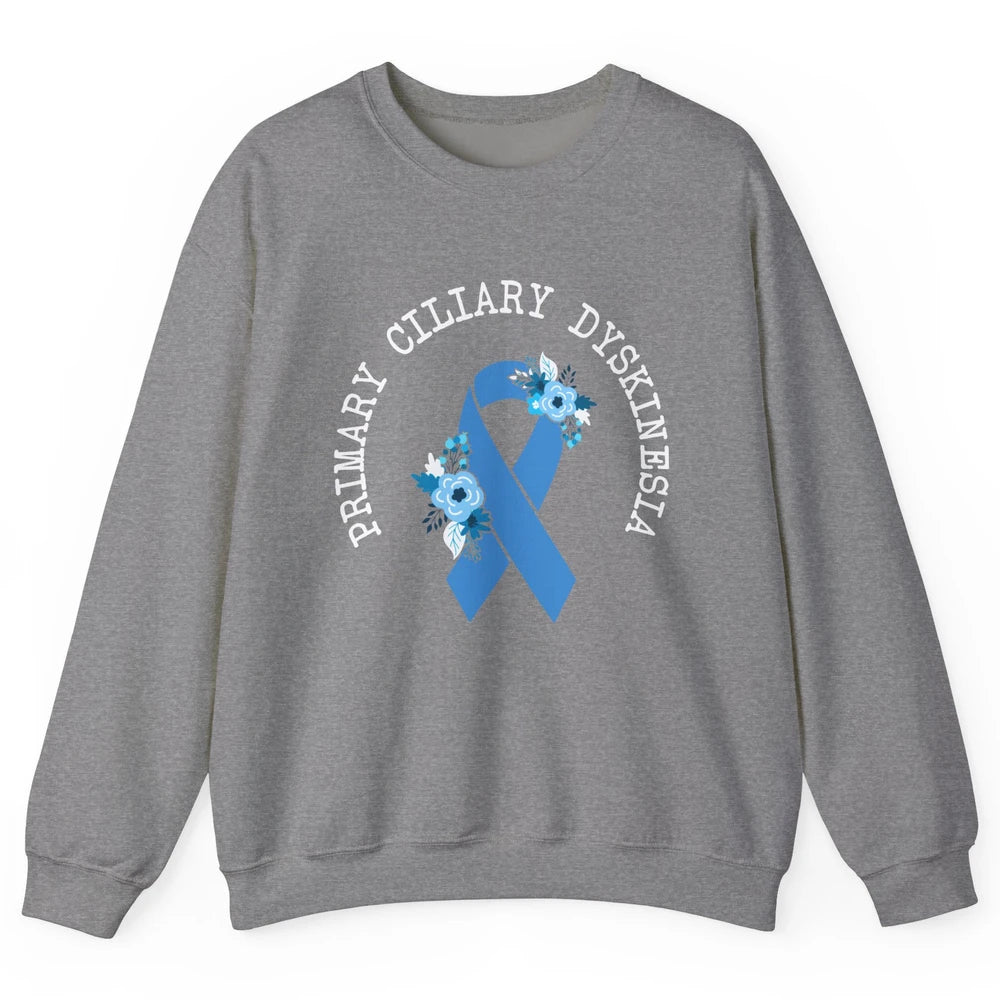Primary Ciliary Dyskinesia Blue Ribbon Respiratory Diseases Unisex Crewneck Sweatshirt