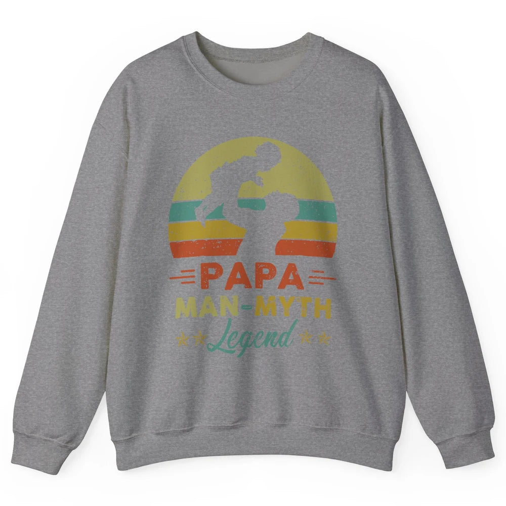 Papa Man Myth Legend Fathers Day Vintage Unisex Crewneck Sweatshirt