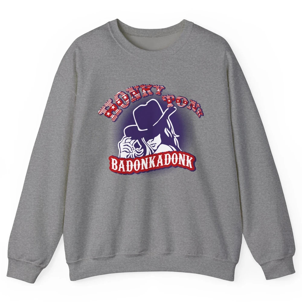 Retro Cowgirl Honky Tonk Badonkadonk Western Country Unisex Crewneck Sweatshirt