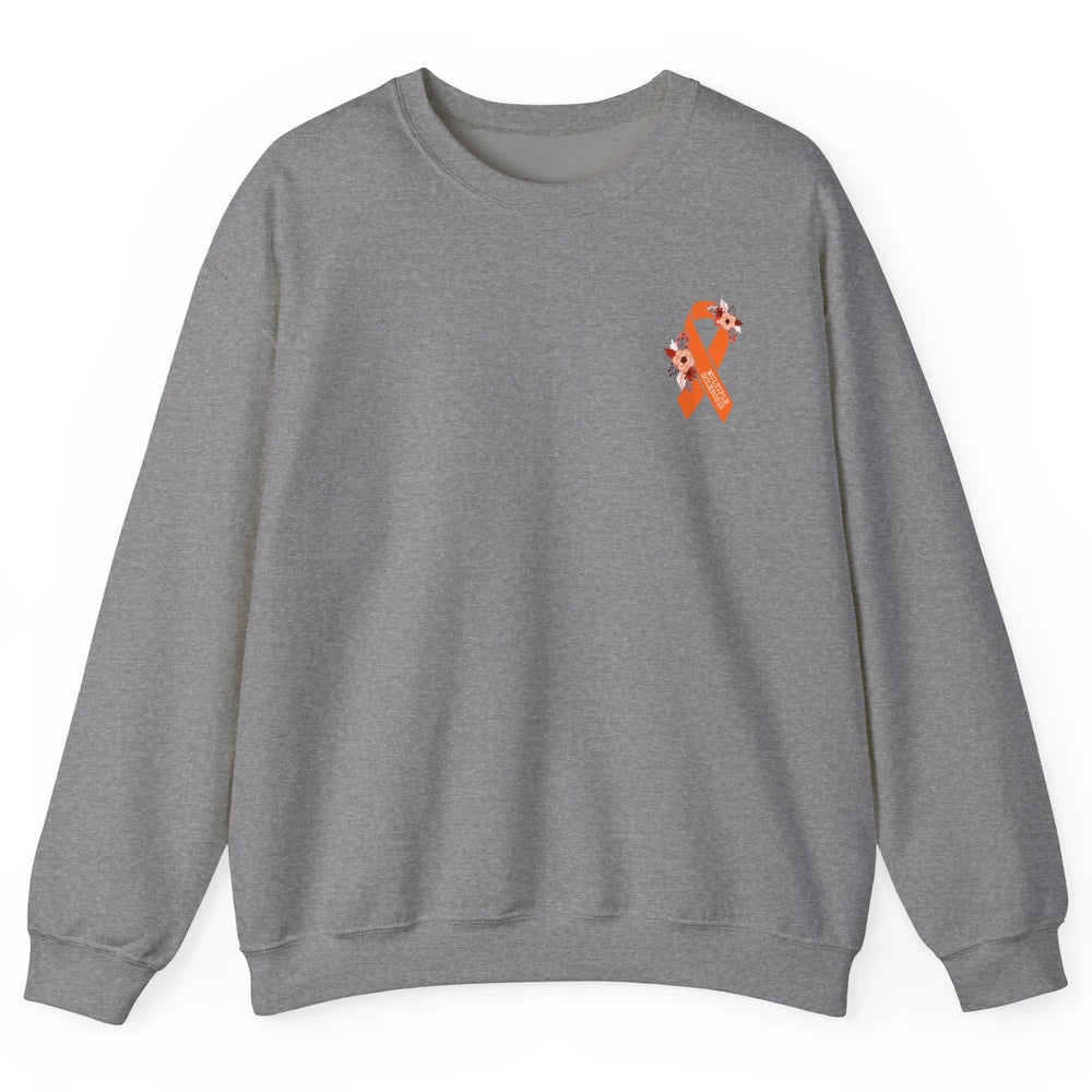 Multiple Sclerosis Awareness Floral Orange Ribbon Rainbow Unisex Crewneck Sweatshirt