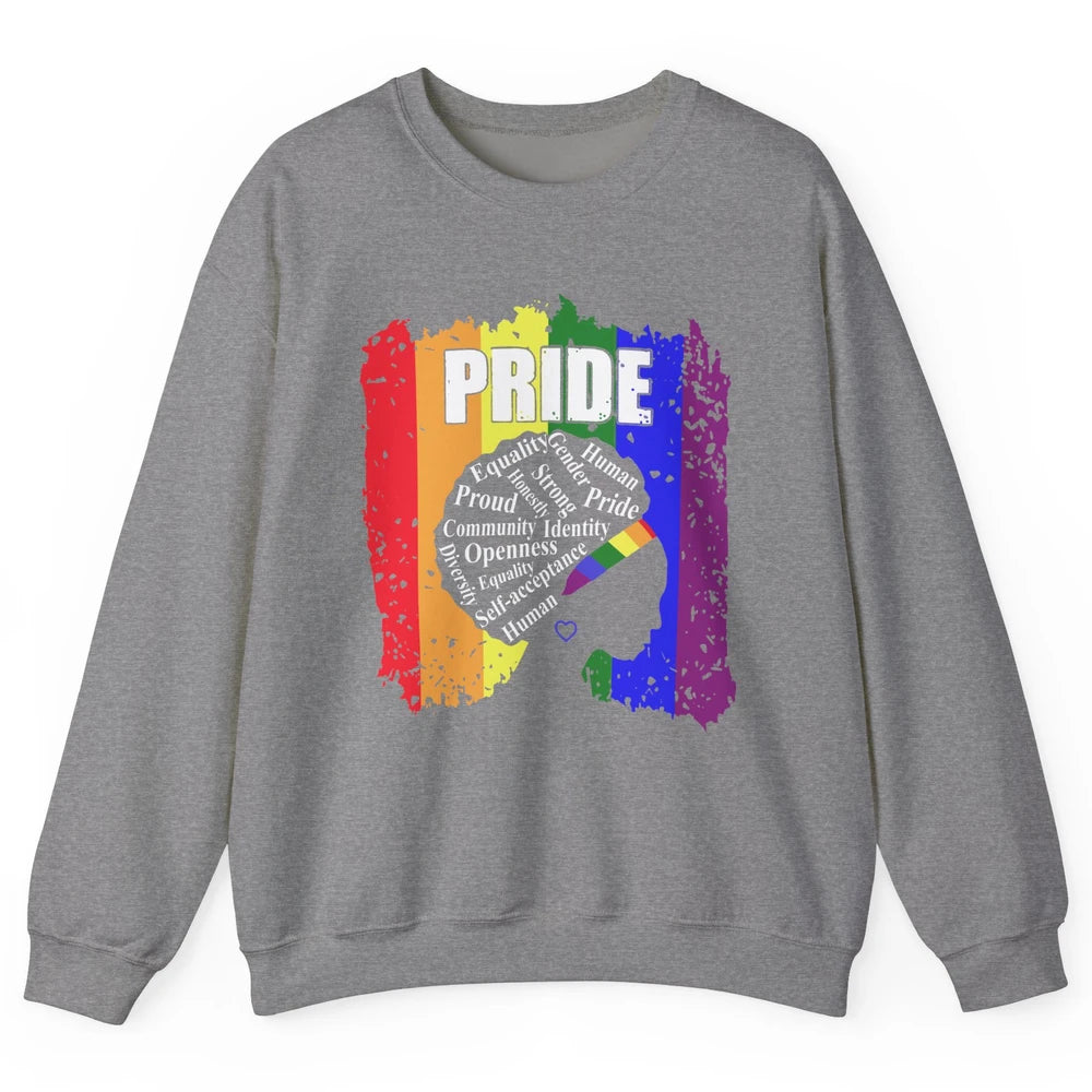 Proud Afro Girl Gay Pride Month Equality Unisex Crewneck Sweatshirt
