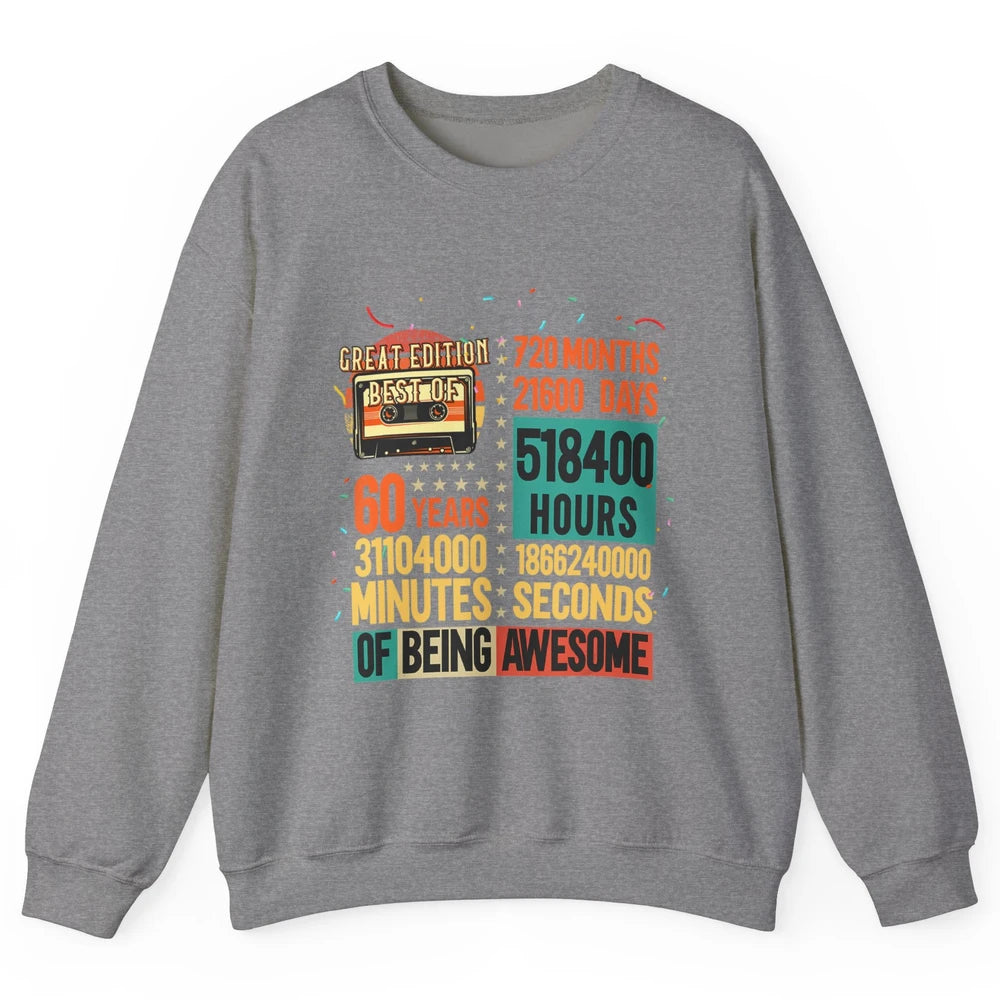 Retro 60s Lifetime Cassette Music Count Down 60th Birthday Unisex Crewneck Sweatshirt