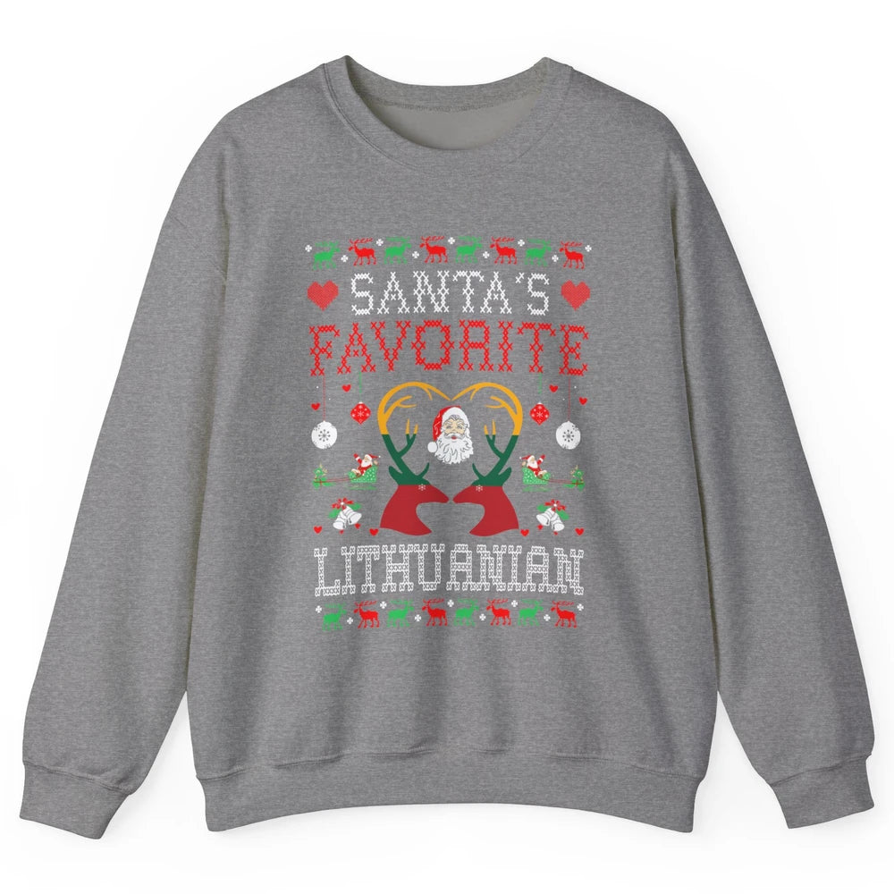 Merry Christmas Santa Favorite Lithuanian Xmas Ugly Santa Unisex Crewneck Sweatshirt