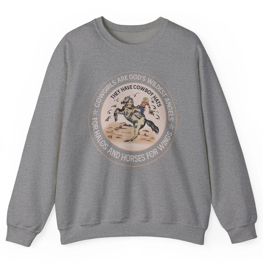 Retro Cowgirls Are God's Wildest Angel Western Country Rodeo Unisex Crewneck Sweatshirt