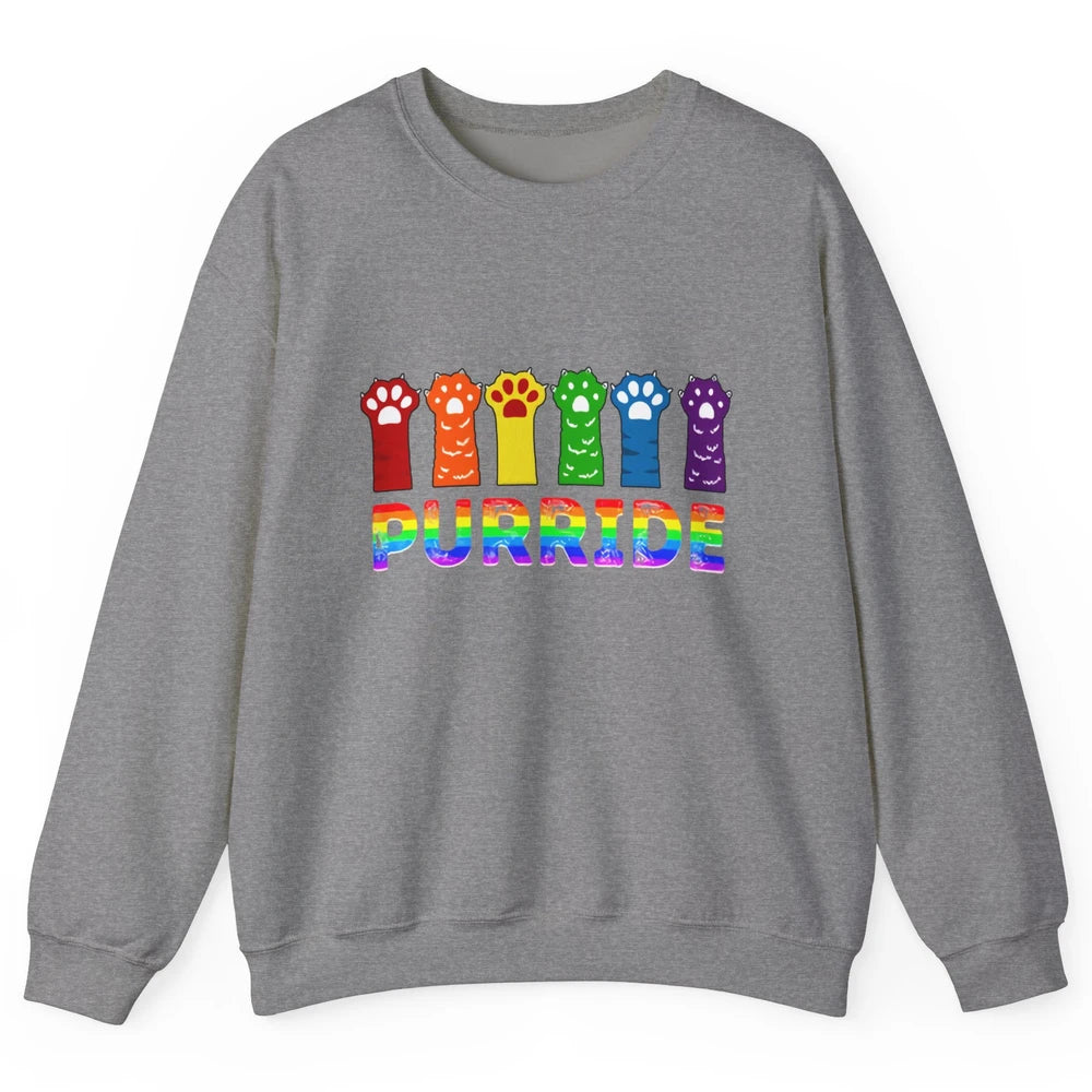 Purride Funny Cat Lover LGBT Pride Awareness Gift LGBT Month Unisex Crewneck Sweatshirt