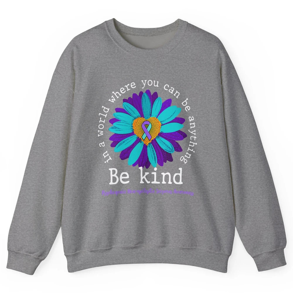 PNES Awareness Purple Teal Ribbon Sunflower Be Kind Unisex Crewneck Sweatshirt
