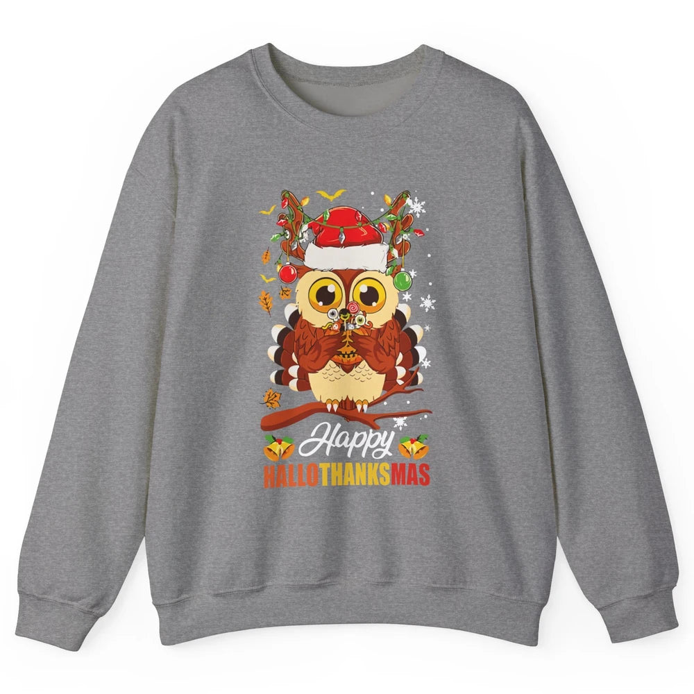 Owl Halloween Owl Thanksgiving Owl Christmas Owl Lovers Gift Unisex Crewneck Sweatshirt