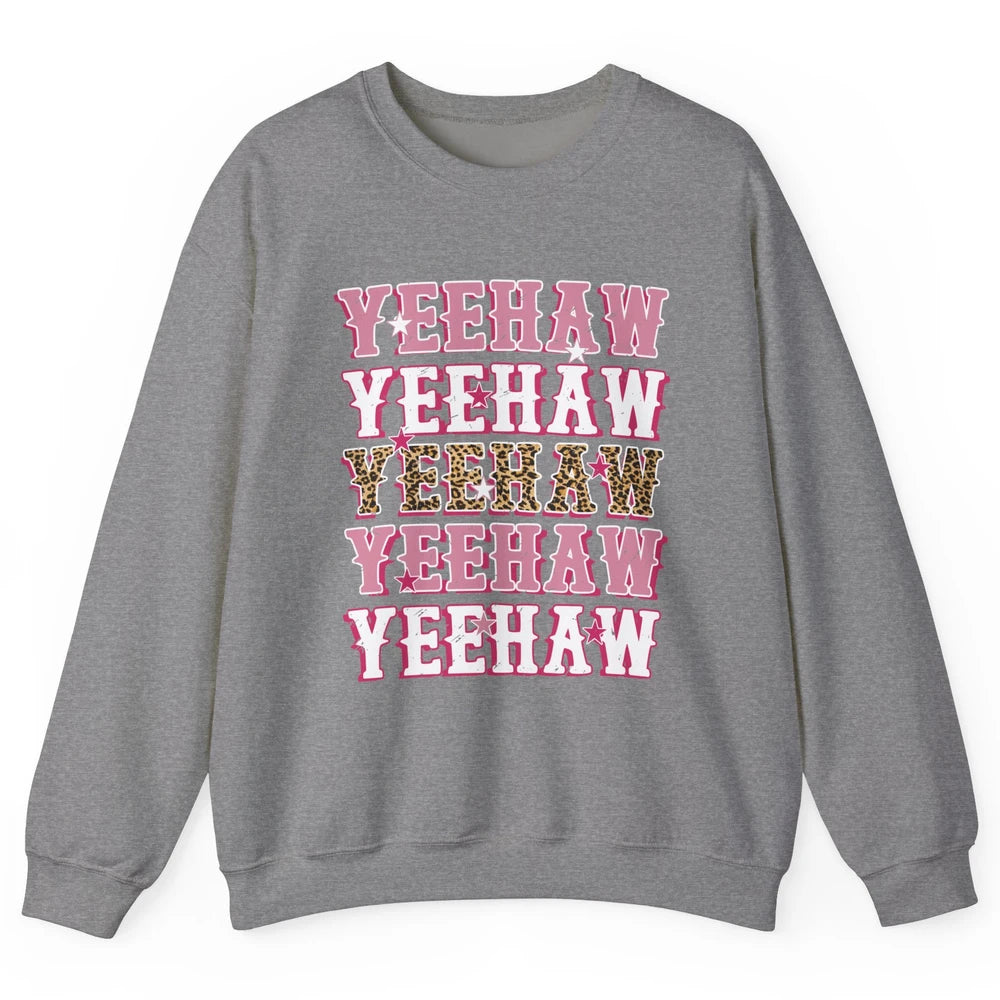 Retro Leopard Yeehaw Western Country Cowboy Cowgirl Costume Unisex Crewneck Sweatshirt