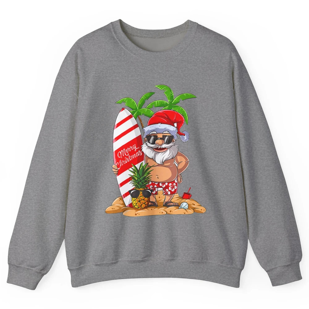 Christmas in July Santa Hawaii Surfing Summer Christmas Unisex Crewneck Sweatshirt