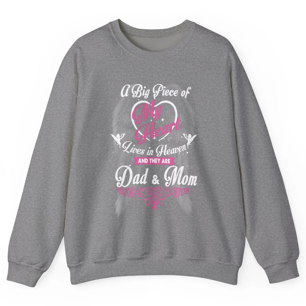 Parents Heaven Dad And Mom In Heaven Angel Wings Guardian Unisex Crewneck Sweatshirt