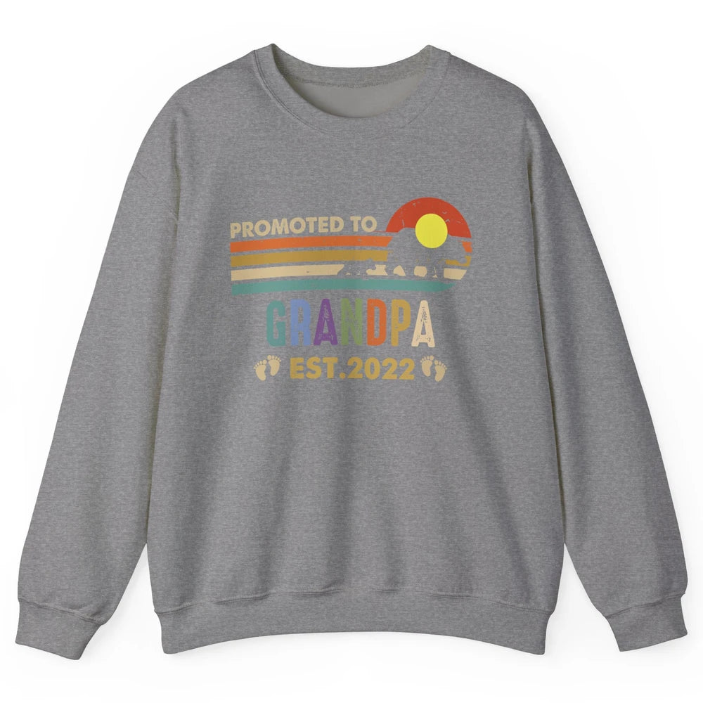 Retro Bear Sunset Promoted To Grandpa Est 2022 Grandpa Gift Unisex Crewneck Sweatshirt