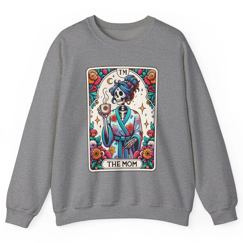Retro Floral Skeleton The Mom Tarot Card Halloween Mom Life Unisex Crewneck Sweatshirt