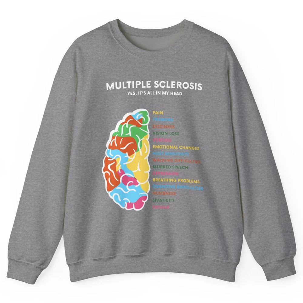 Multiple Sclerosis Awareness Its All In My Head Ms Ribbon Unisex Crewneck Sweatshirt