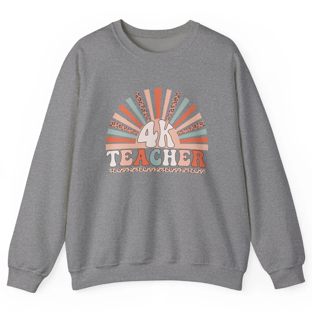 Retro 4k Teacher Kindergarten Back to School Pre-K Teacher Unisex Crewneck Sweatshirt