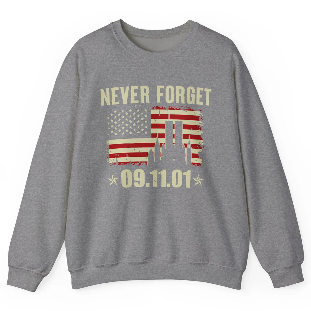 Retro Never Forget 911 American Flag Patriotic Memorial Gift Unisex Crewneck Sweatshirt