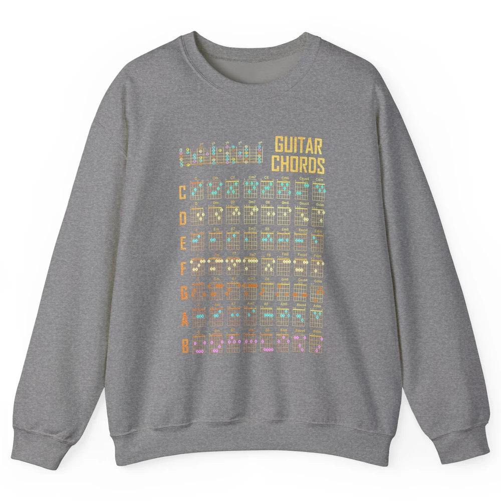 Music Art Guitar Chords Retro Guitarist Play Guitar Musician Unisex Crewneck Sweatshirt