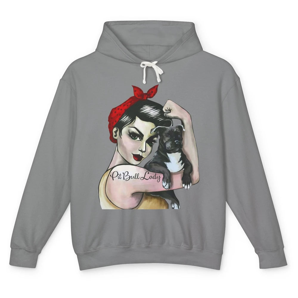 Pit Bull Lady Pit Bull Mom Dog Mom Bandana Dog Lovers Gift Unisex Lightweight Hoodie