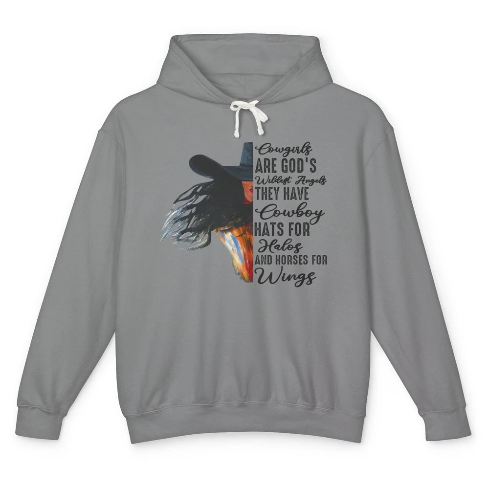 Retro Cowgirls Are God's Wildest Angel Western Country Rodeo Unisex Lightweight Hoodie