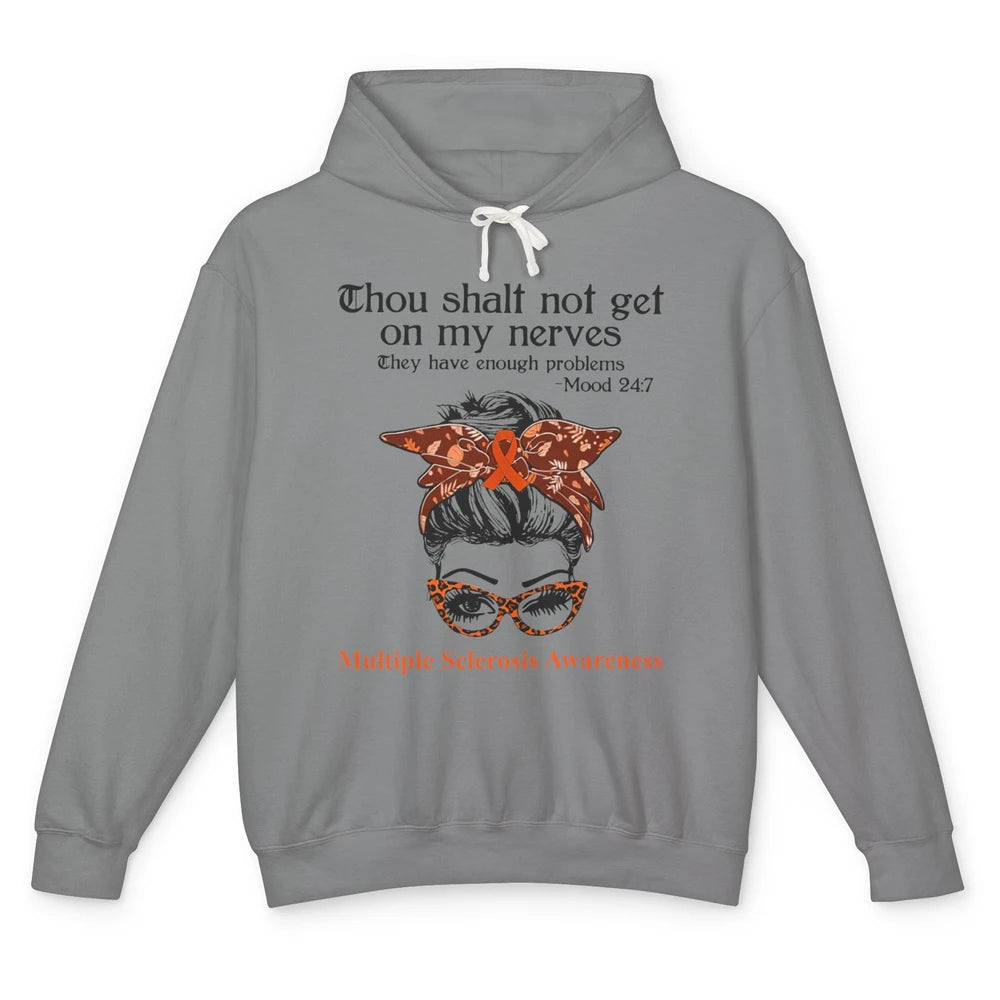 Multiple Sclerosis Awareness Messy Bun Ms Cancer Warrior Unisex Lightweight Hoodie