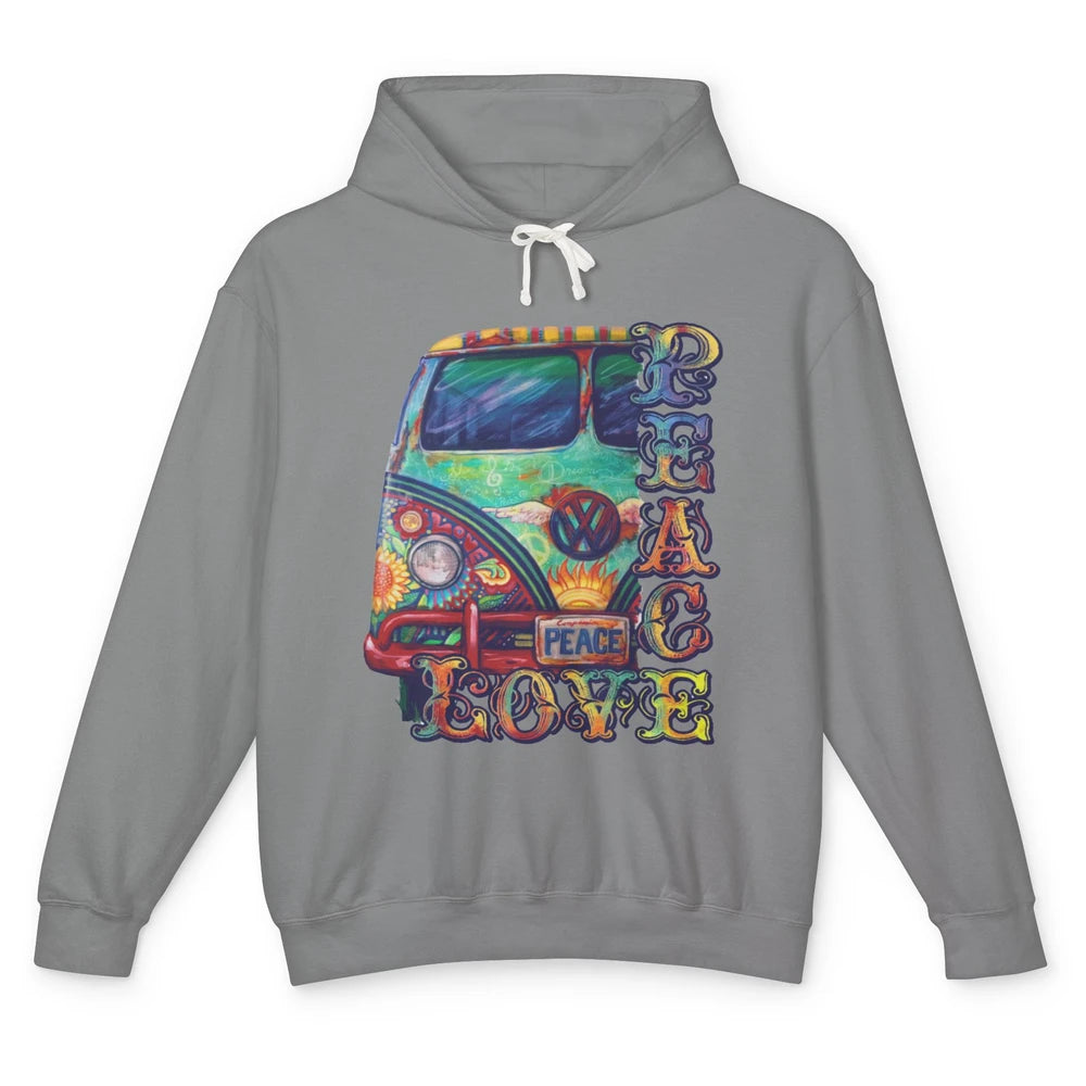 Peace And Love Hippie Van Peacemobile Vintage Gift Camping Unisex Lightweight Hoodie