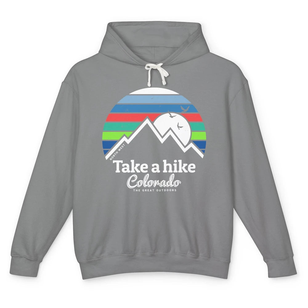 Retro Colorado Mountain Take A Hike The Great Outdoor Hiking Unisex Lightweight Hoodie