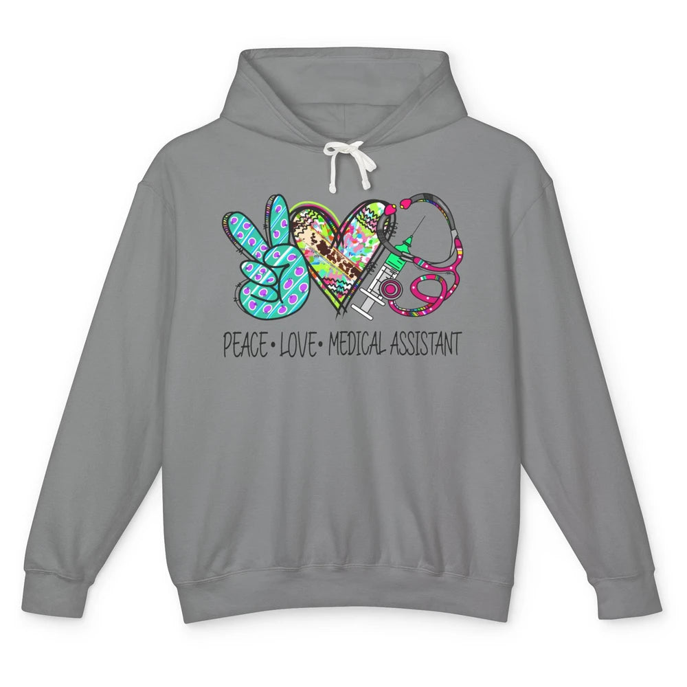 Peace Love Medical Assistant Leopard Stethoscope Nurse Life Unisex Lightweight Hoodie