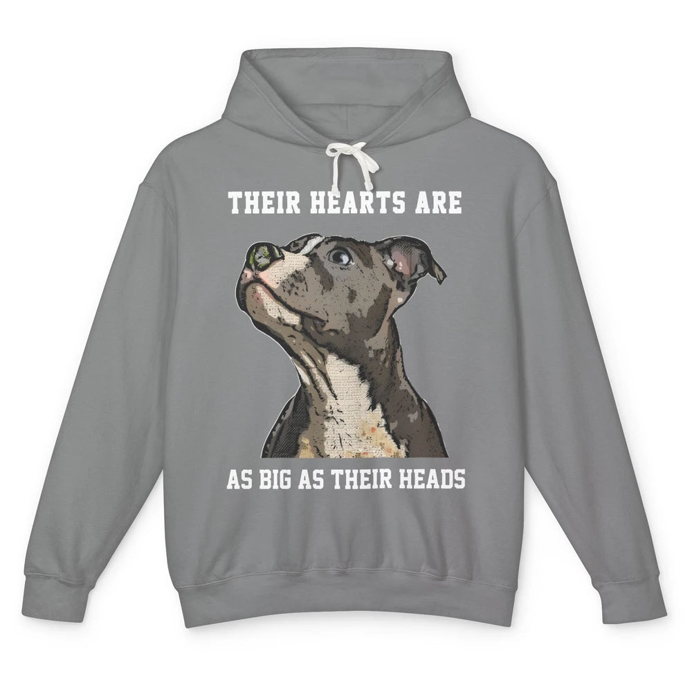 Pitbull Hearts Are As Big As Their Heads Pittie Mom Dad Unisex Lightweight Hoodie