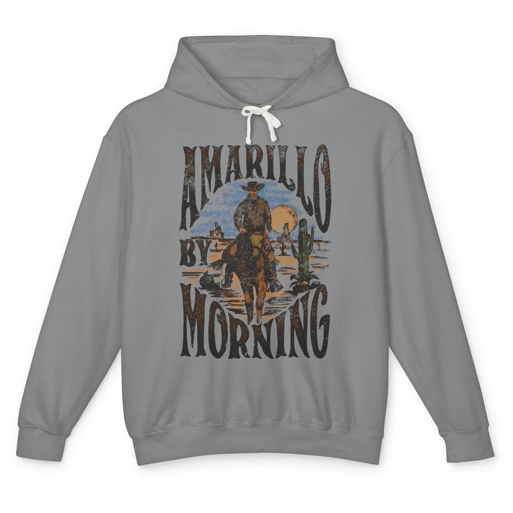 Retro Cowboy Riding Horse Desert Amarillo By Morning Western Unisex Lightweight Hoodie