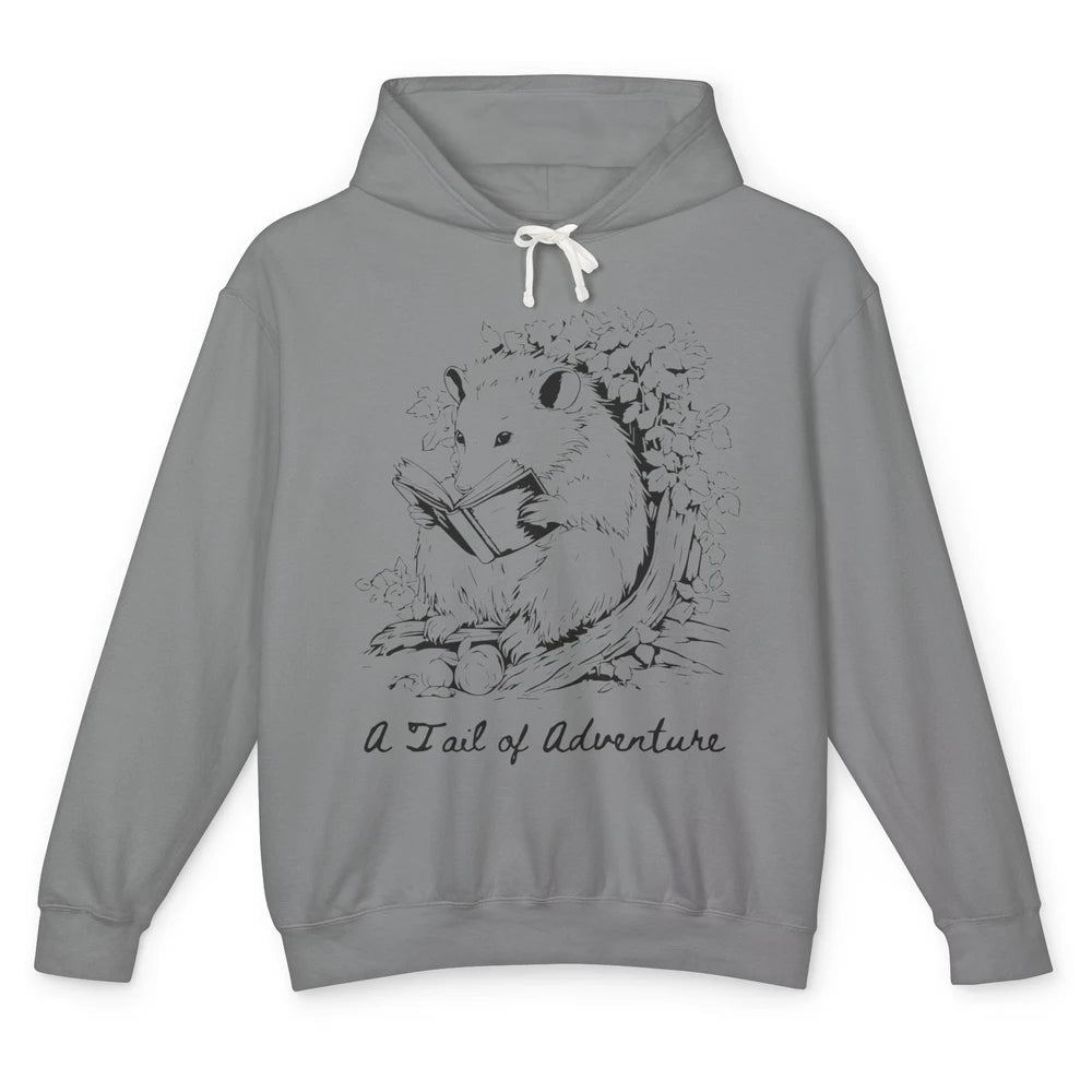 Opossum Reading Books Cute Possum Cat Lovers Team Trash Unisex Lightweight Hoodie
