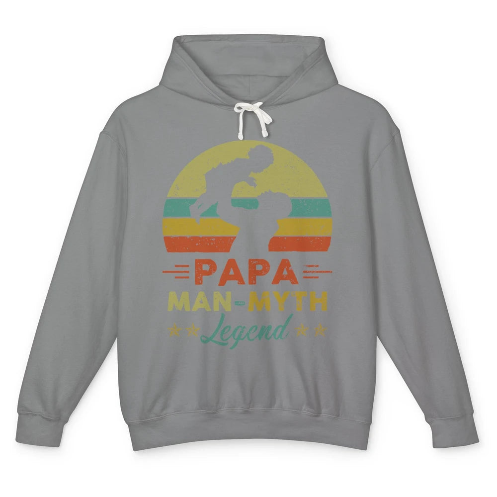 Papa Man Myth Legend Fathers Day Vintage Unisex Lightweight Hoodie
