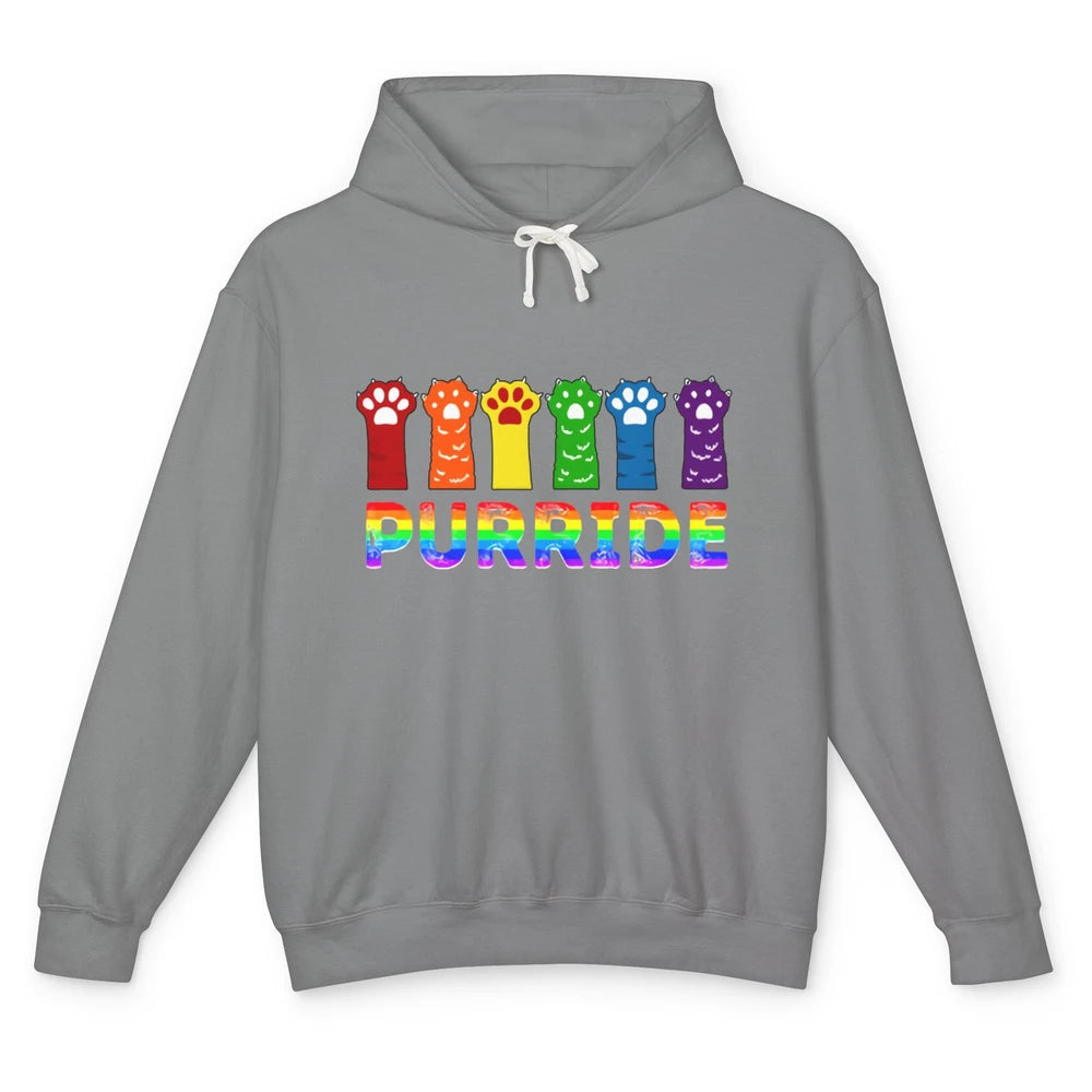 Purride Funny Cat Lover LGBT Pride Awareness Gift LGBT Month Unisex Lightweight Hoodie