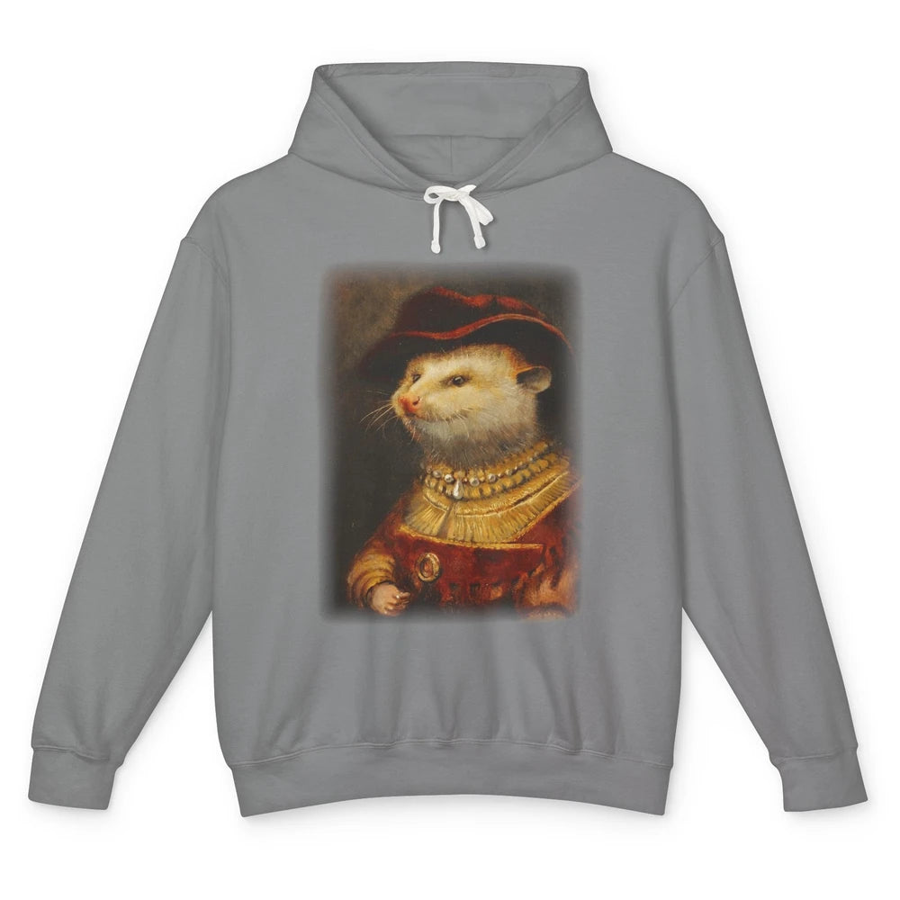 Retro Noble Opossum Young Gallant Western Opossum Art Unisex Lightweight Hoodie