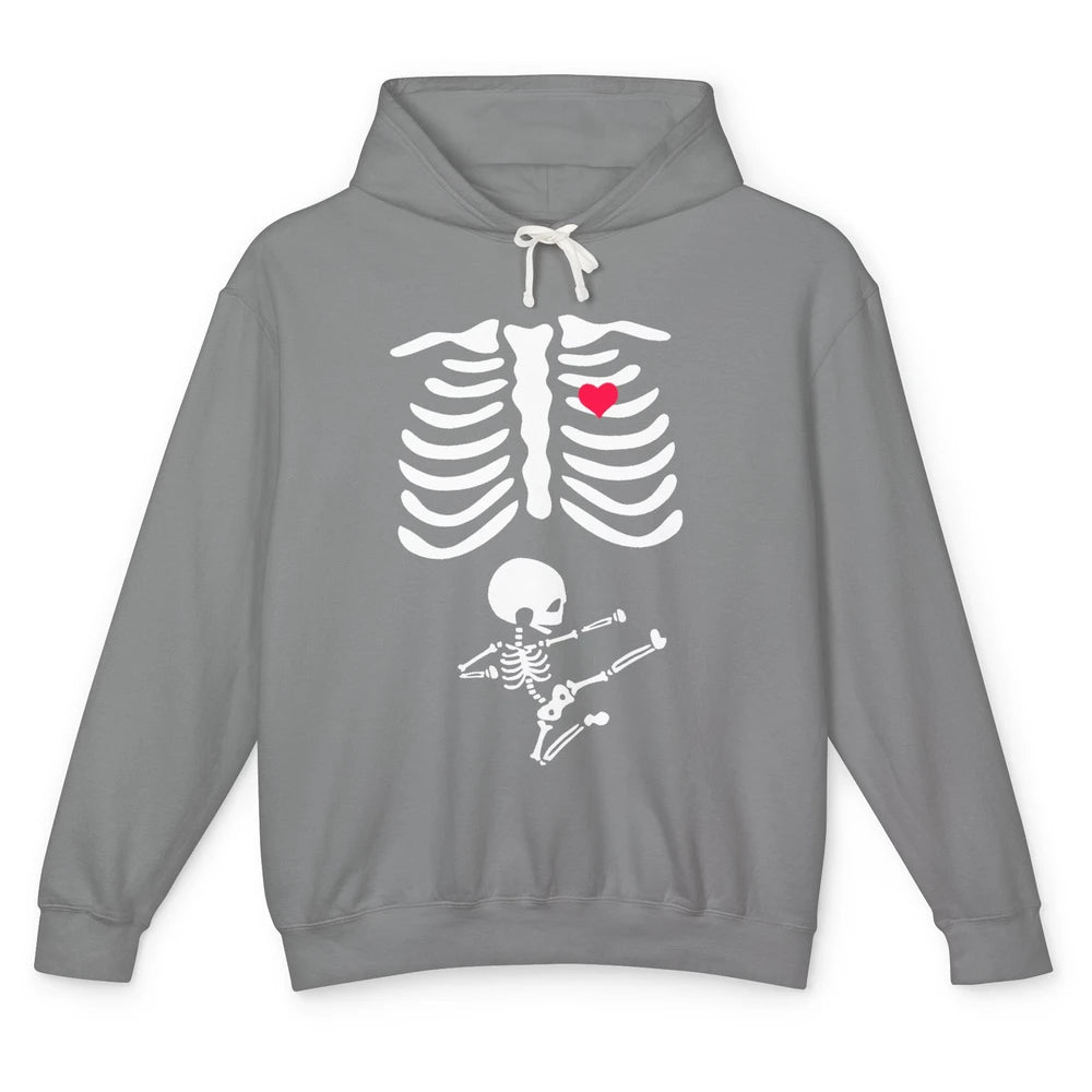 Pregnant Halloween Skeleton Naughty Baby Boy Pumpkin Costume Unisex Lightweight Hoodie