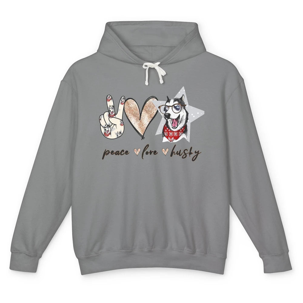 Peace Love Husky Funny Siberian Husky Mom Dog Lovers Gift Unisex Lightweight Hoodie